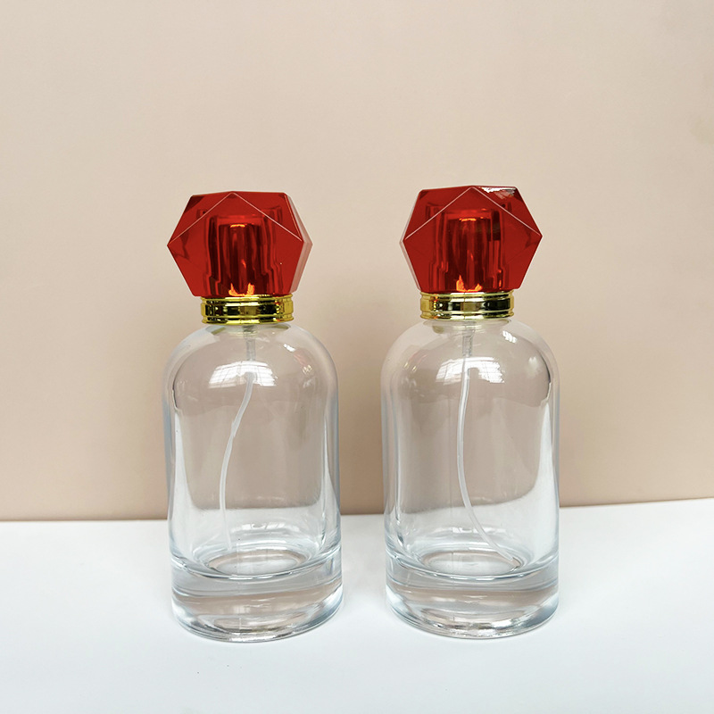 现货B236-100m简约圆瓶透明玻璃香水瓶化妆品分装瓶/按压喷雾空瓶