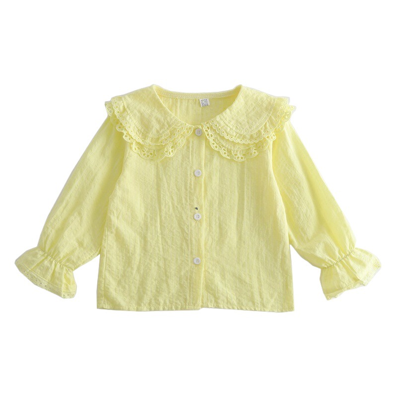 Camisa para niñas 2024 primavera y otoño camisa blanca delgada Rebeca estilo coreano casual de manga larga estilo occidental camisa superior para niñas