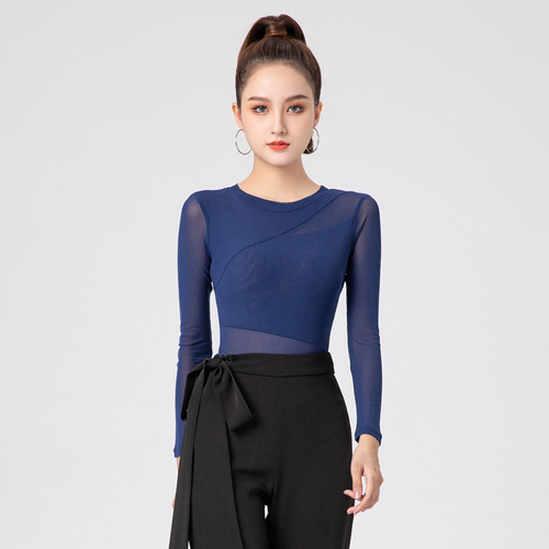 New Latin dance clothing tops for female adults to dance national standard modern dance one-piece dance clothes professional body training clothes