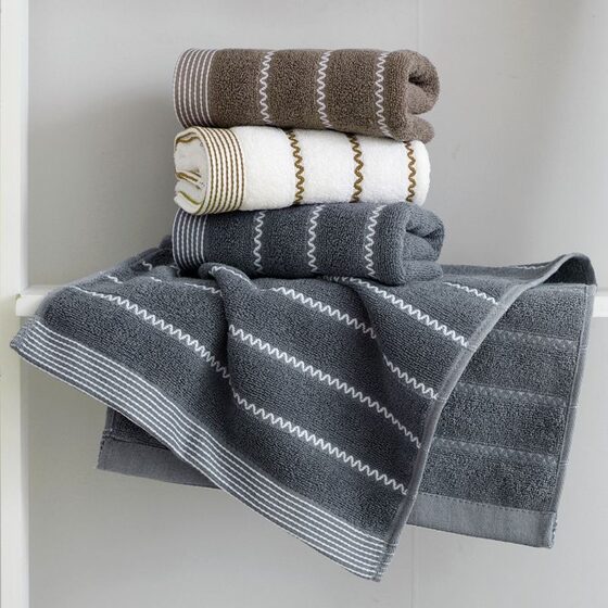 Wavy towel factory wholesale thick cotton face towel soft absorbent plain household gift towel