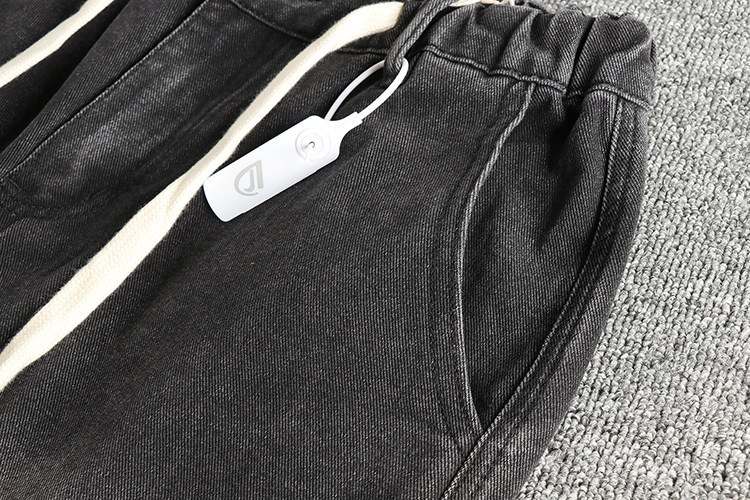 Men's Straight Leg Jeans Washed Distressed Black Grey Trousers_voghion.com