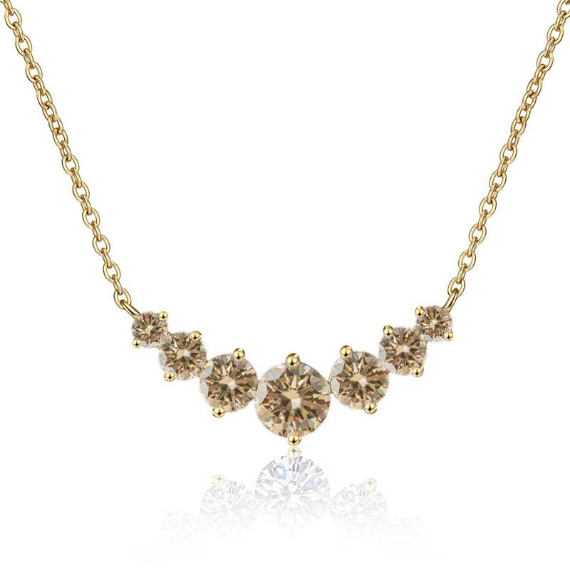 Collar de oro de plata esterlina s925 mujer sonrisa minimalista siete princesas collar de piedra de mosaico de color 2.8 quilates