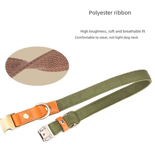 First-layer cowhide dog collar with engraved pet collar leash, soft and breathable dog collar, medium and large bow tie wholesale