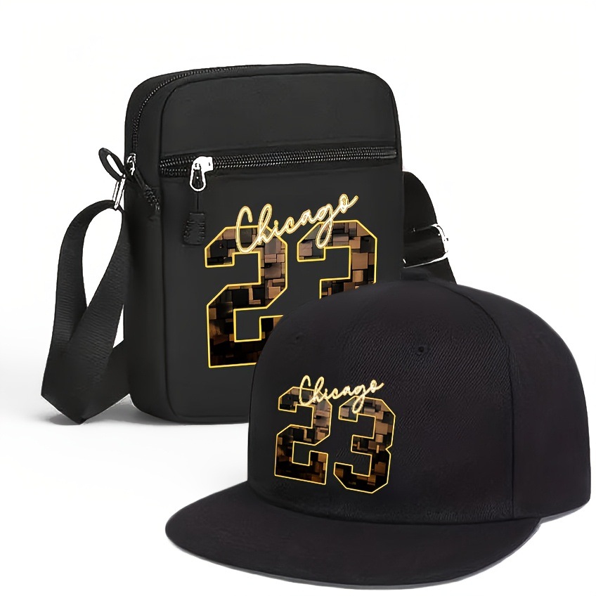 Cross-border Amazon new 23 football star print baseball cap crossbody bag for teenagers and students, versatile shoulder bag