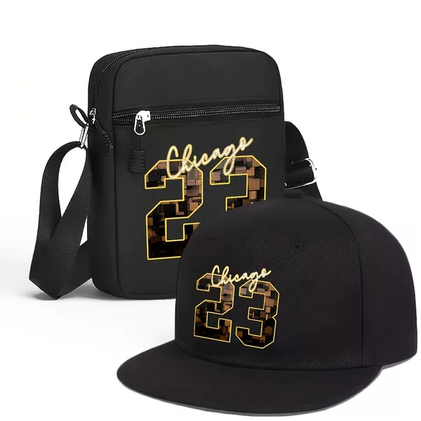 Cross-border Amazon new 23 football star print baseball cap crossbody bag for teenagers and students, versatile shoulder bag
