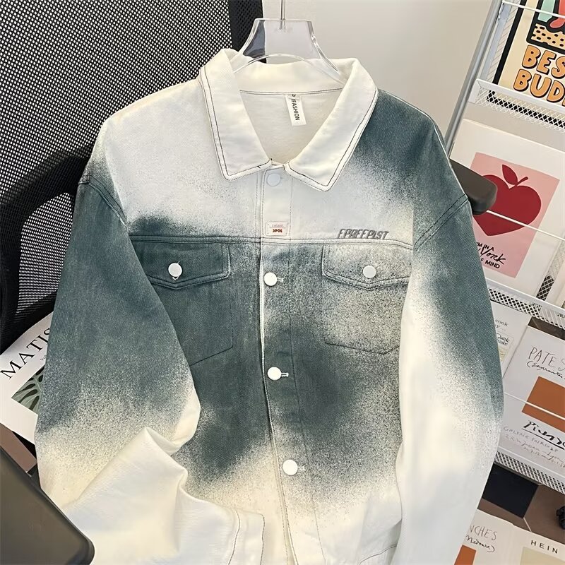Demi-season trend design denim jacket for men and women hip-hop…