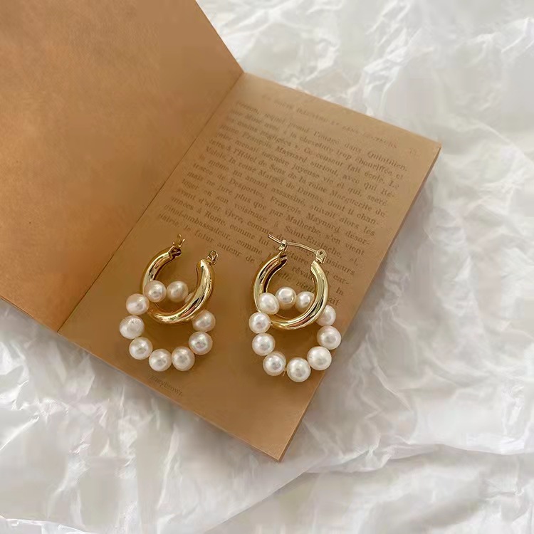 Simple Style Geometric Pearl Metal Earrings 1 Pair display picture 3