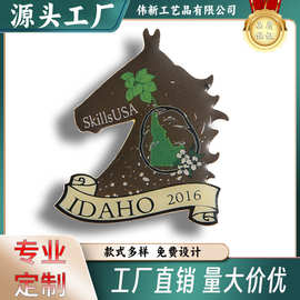 创意个性马头金属徽章厂家直销可拿图制logo图片