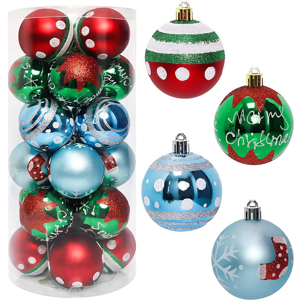 Transfronterizo nuevo 6CM24 barril pintado Navidad colgante conjunto de decoración de tiendas navideñas