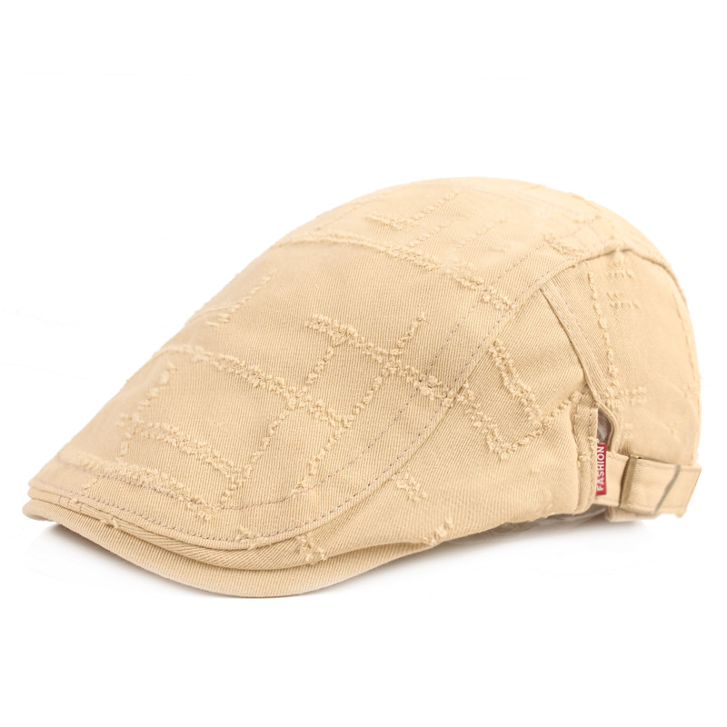 Ripped peaked cap hombres y mujeres apenado boina vintage sombrero artístico juventud hacia adelante sombrero internet celebridad peaked cap