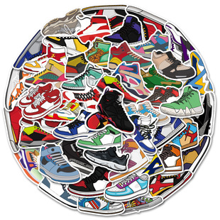 50张Sneaker球鞋sticker潮流cool球鞋涂鸦贴纸滑板电动车跨境贴画-阿里巴巴