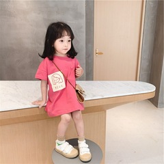 Summer Girls Dress Baby Internet Famous Chic Children's Personality Trendy Korean Style Printed Short Sleeve T-shirt Skirt 