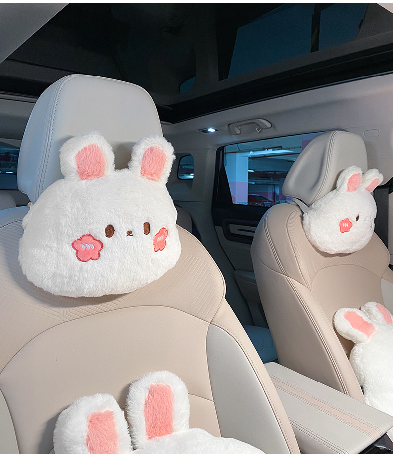 Car headrest neck pillow a pair of summer plush car pillow cute cartoon Four Seasons universal car pillow for women