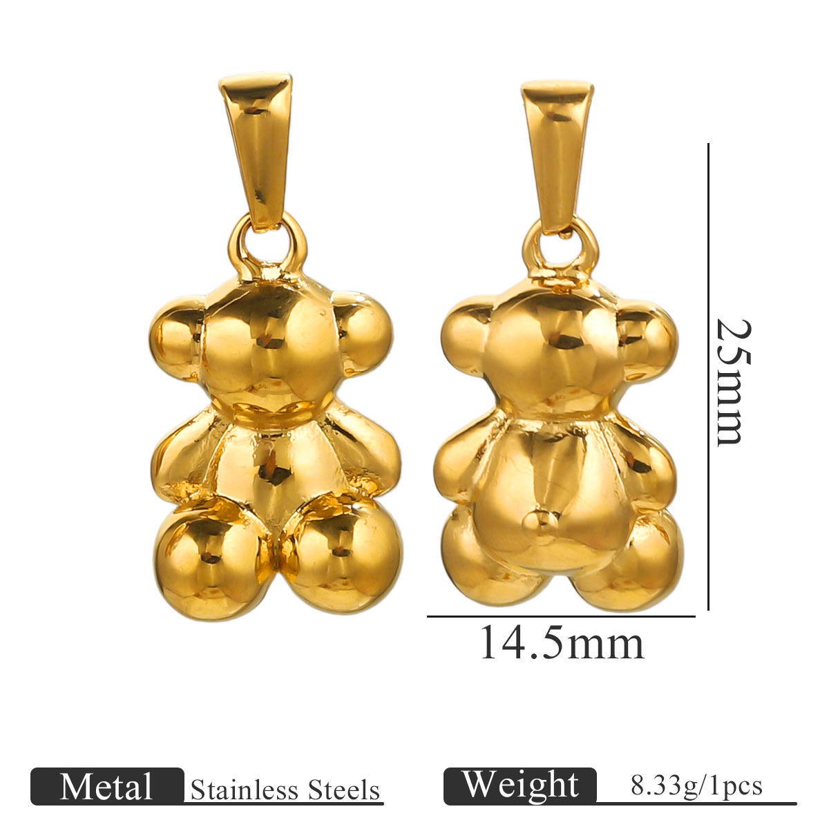 Colgante de acero inoxidable estilo múltiple oso amor gotas de agua Durian cola diamante accesorios joyería DIY