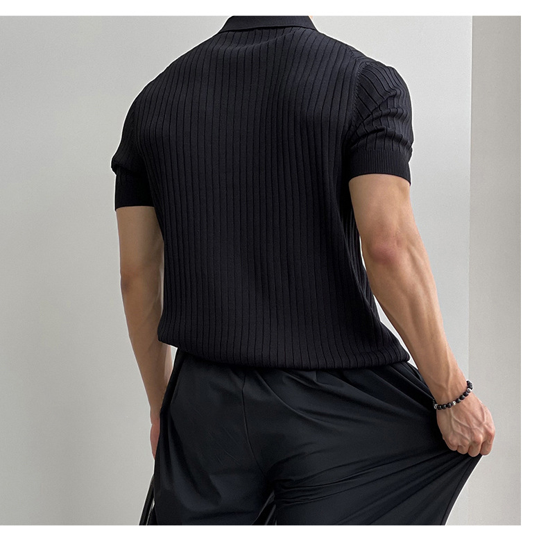 Polo slim fit da uomo – t-shirt in maglia estiva stile coreano_voghion.com