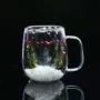 双层圣诞节日雪景玻璃杯