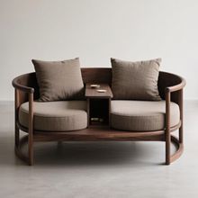 新中式北美黑胡桃木罗汉床宋式美学双人沙发实木连身椅布艺贵妃榻