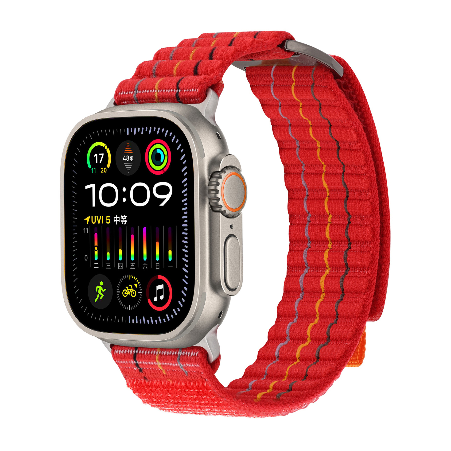 Suitable for apple watch3456789, double-section leather-coated nylon loop strap, Apple 10 strap undefined