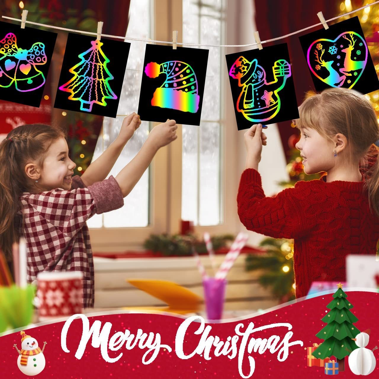 100 Hojas de Papel para Rascar con Diseño de Doodle - Juguete Educativo DIY para Niños