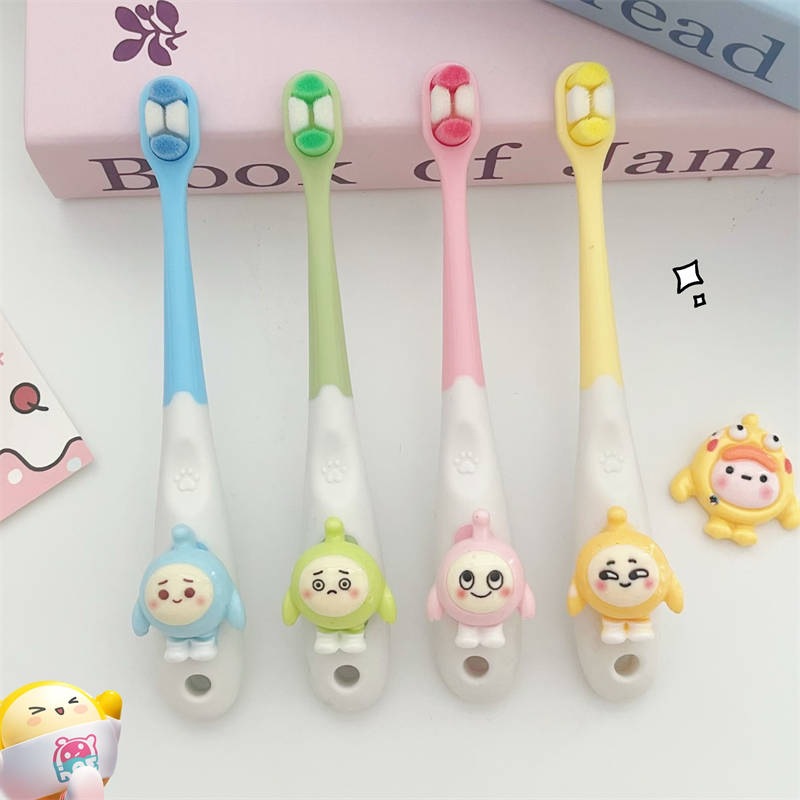 Cute Cartoon Toothbrush for Kidsren 3 to 6 to 12 Years Old, Soft-Bristled Toothbrush for Baby Teeth, Special Baby Tooth Gap Brush, Egg Boy Party
