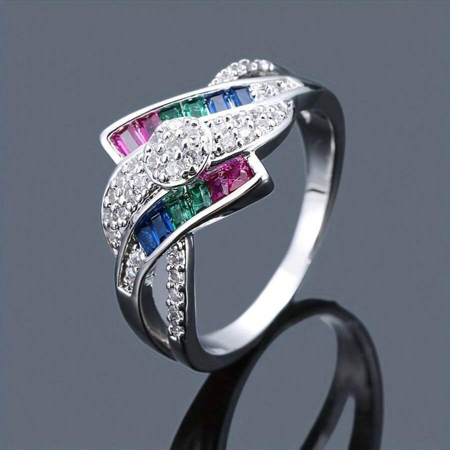 fashionable copper ring with zircon