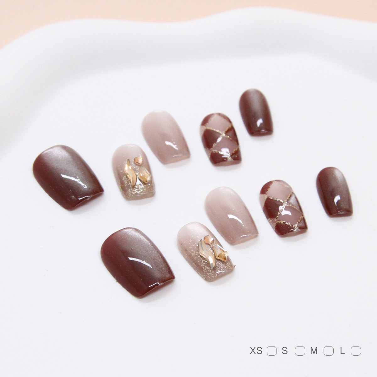 Uñas postizas removibles hechas a mano con forma de ojo de gato, manicura, uñas cortas de Ballet, tamaño dividido, uñas usables, 10 piezas, venta al por mayor