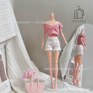 跨境30cm11寸巴比娃娃衣服甜美萌妹淑女粉嫩套装热裤套装亚马逊