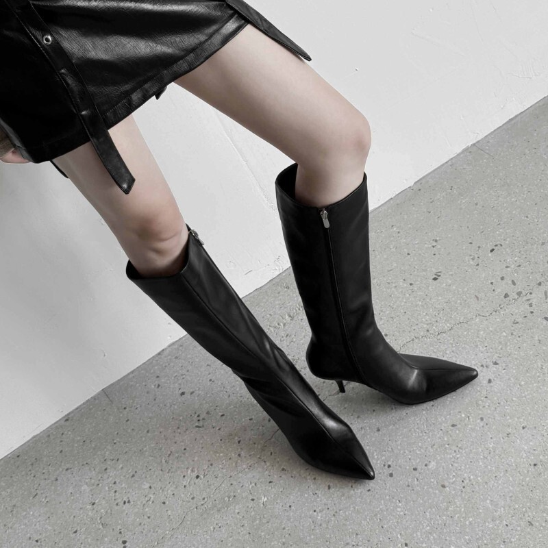 2025 New Style Two-Layer Cowhide Pointed Toe Side Zipper Sexy High-Heeled Knight Boots 7cm Stiletto Knee-High Boots 2025 New Style Two-Layer Cowhide Pointed Toe Side Zipper Sexy High-Heeled Knight Boots 7cm Stiletto Knee-High Boots