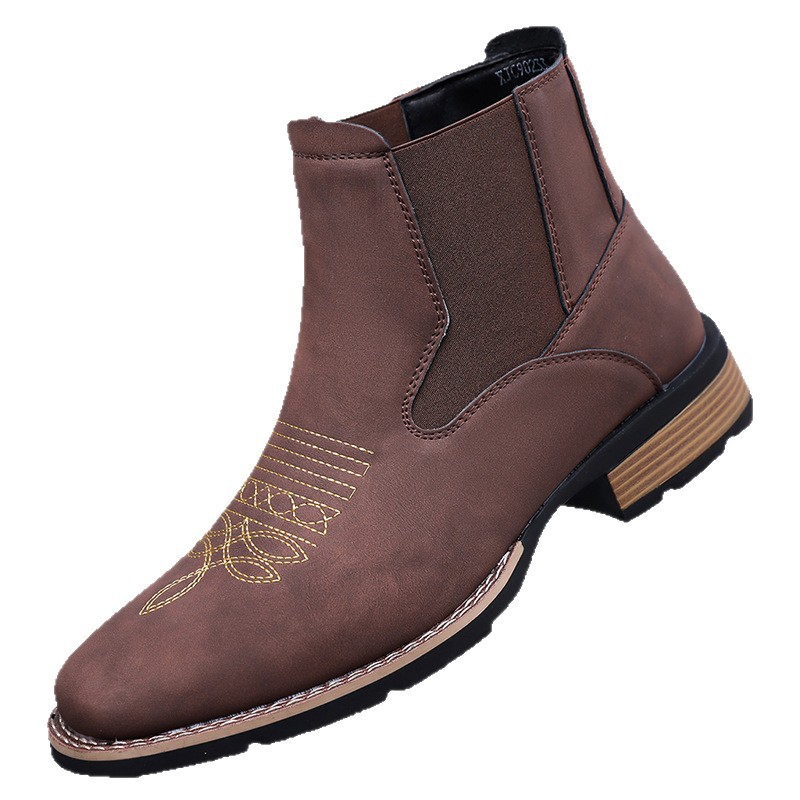2026 gran tamaño transfronterizo antideslizante y resistente al desgaste moda con un juego de bordado simple, botas de chelsea, botas de Martin para hombres tk image 5