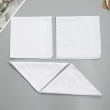 现货纯棉40cm白色缎纹手绢 亚马逊全白方巾手帕可DIY加印logo
