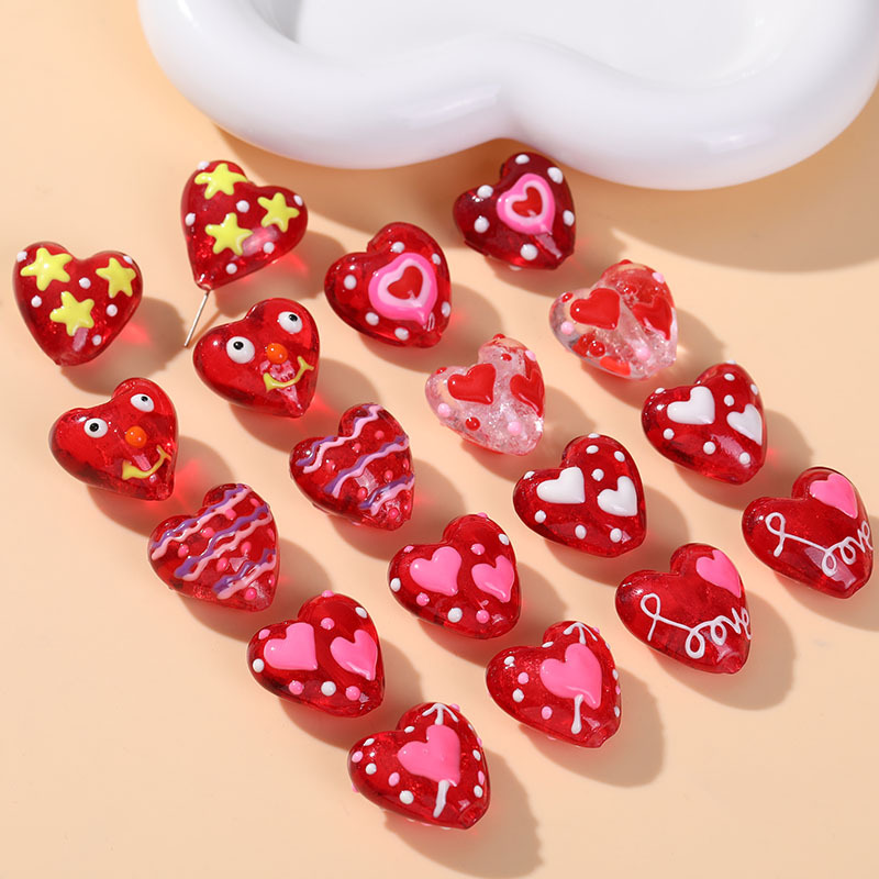 10g Weight Pendant, Beads Jewelry Making Type 20mm Jewelry Making Size DIY Jewelry Accessories Classification 1 Piece Quantity Glass Material Heart Shape Pattern Enamel Design Sweet Style 1 Piece 20mm Glass Heart Shape DIY Jewelry Accessories Pendant Beads 2