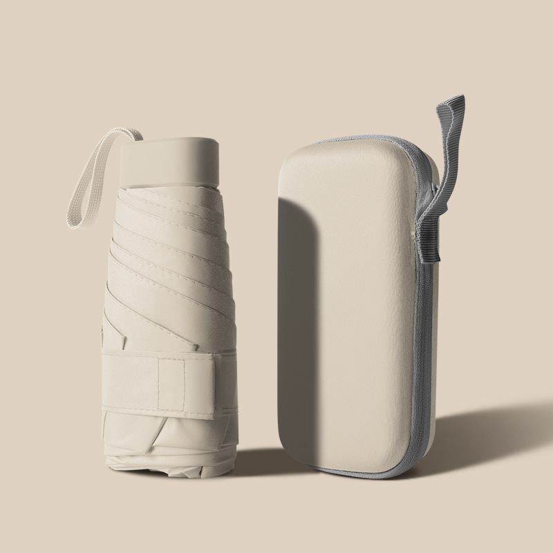 Nuevo mini paraguas plegable portátil negro protector solar paraguas manual ultraligero plano seis pliegues tarjeta paraguas