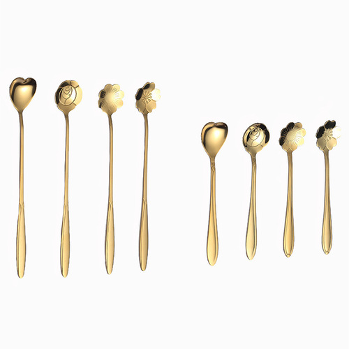 Stainless steel golden cherry blossom spoon coffee spoon mug spoon French, Italian, Japanese and Korean stirring dessert spoon wedding souvenir