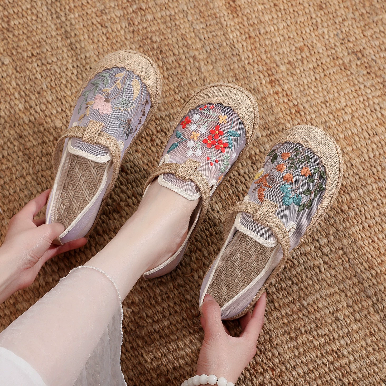 Новые вышитые туфли Taiyi, старые пекинские тканевые туфли в этническом стиле, туфли в древнем стиле династии Хань, повседневные дышащие туфли из сетки из органзы.