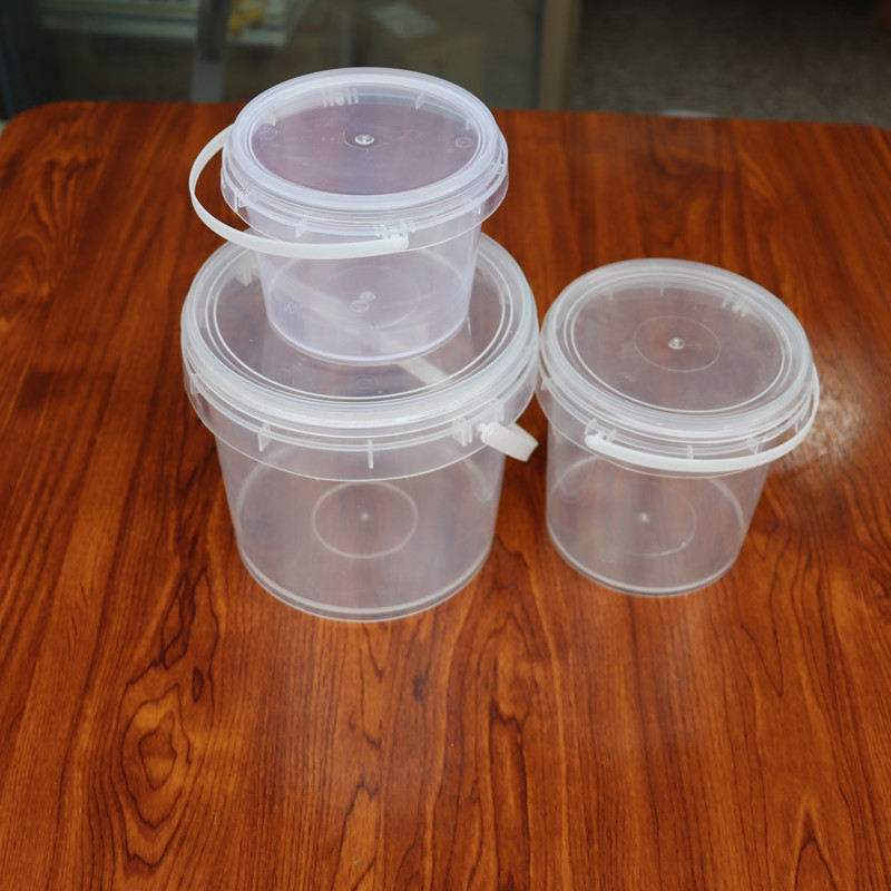 透明pp0.5升1升2升塑料玩具收纳桶手提小桶密封小圆桶装沙收纳桶