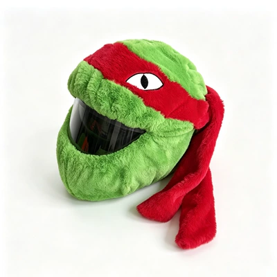 Cartoon Ninja Turtles Helmet Cover Plush Full-Cover Motorcycle Helmet Cover Personalized Riding Decoration Headgear (Motosiklet dəbilqələri) - red