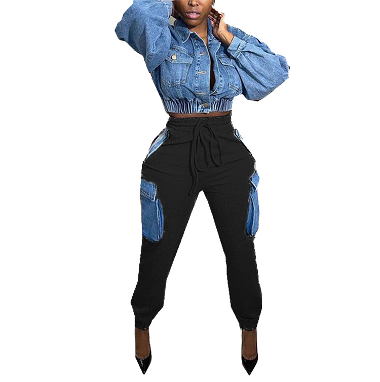 Women's Clothing women's street style denim large pocket high waist overalls_voghion.com