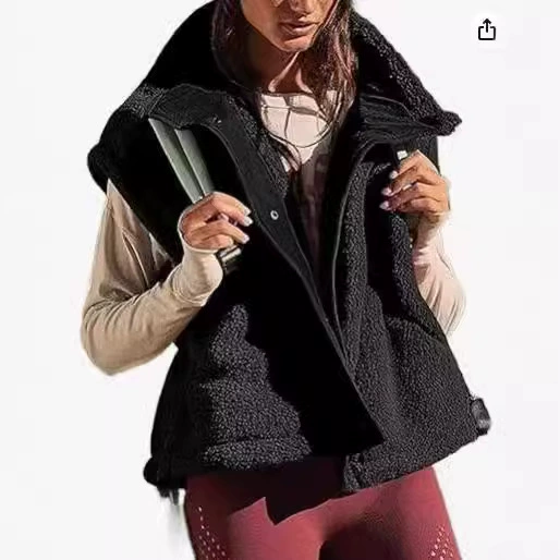 Трансграничная амазонка женский плюшевый жилет негабаритный безрукавный кашемировый жакет теплый жилет на пуговицах