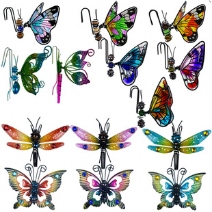 Cross-border New Product Flower Pot Decorative Pendant Butterfly Dragonfly Metal Glass Painted Hanging Pot Plant Green Plant Personalized Decoration