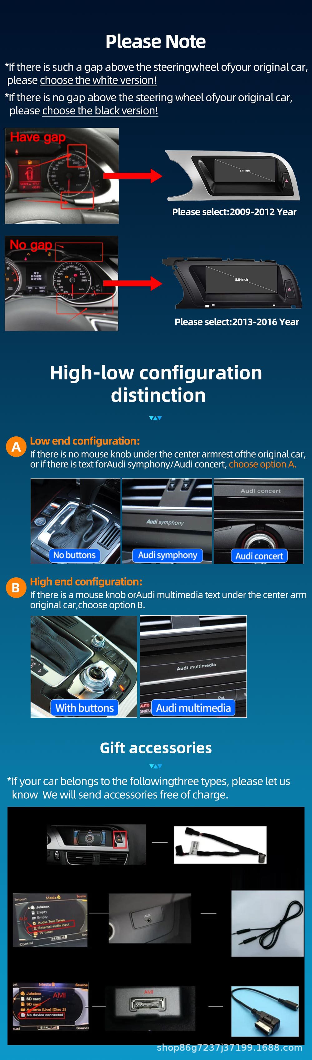 Suitable for Audi A4 B8 8.8inch Navigation Central Control All-In-One Machine Bluetooth Player Carplay Car Navigation