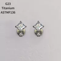 Серьги-гвоздики из титана G23 с внутренней резьбой, маркизной губкой, инкрустированные цирконием, для пирсинга уха F136, ювелирные изделия из титанового сплава