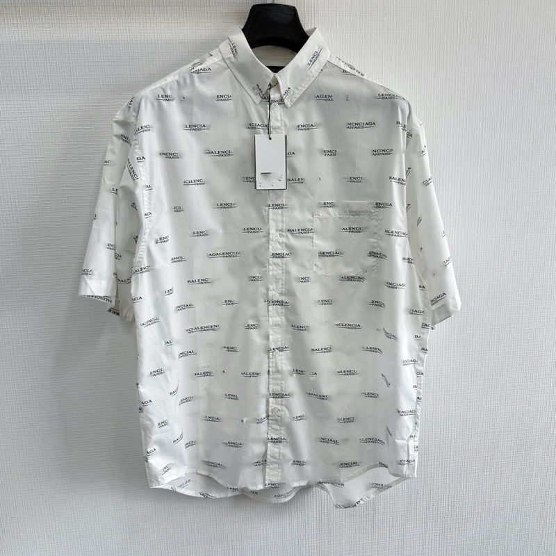 Cross-Border High-Quality Paris 25Ss Large Outline Barrage Printed Short-Sleeved Shirt Loose Fit for Men and Women Cross-Border High-Quality Paris 25Ss Large Outline Barrage Printed Short-Sleeved Shirt Loose Fit for Men and Women