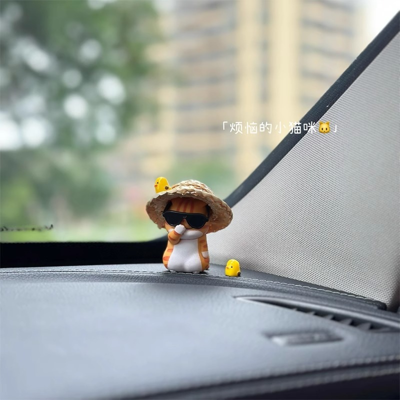 No worries Orange Cat Car Console Ornaments Super Healing Car Doll Ornaments Girls Cute Car Handset