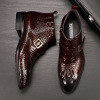 Martens, men's high boots for leather shoes with zipper pointy toe, crocodile print, genuine leather, European style