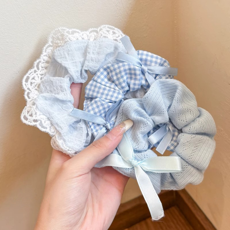 Pequeño arco fresco, anillo de cabello de intestino grande, encaje de encaje de cabello de cola de caballo, cabello de cabello de niña de alto valor de cara