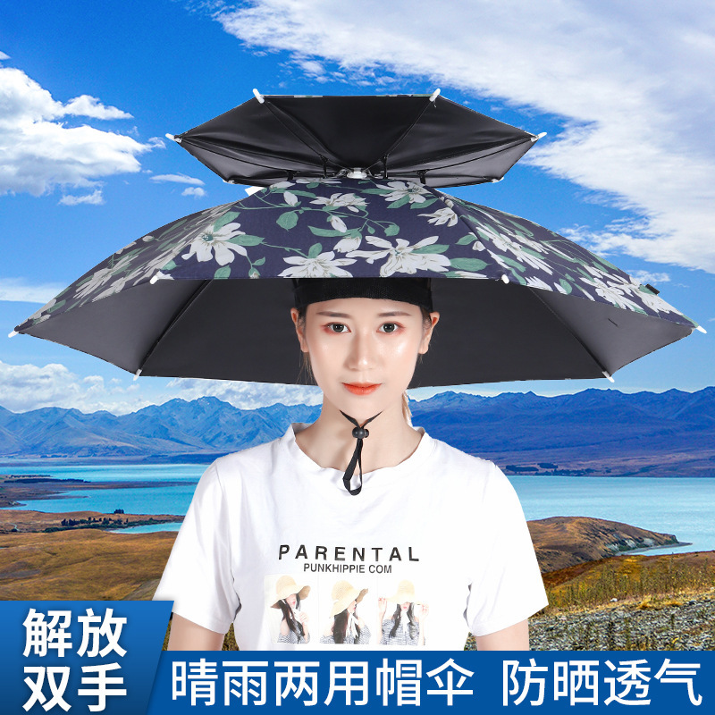 Fishing umbrella head-mounted hat umbrella sun umbrella rainproof sunscreen black rubber umbrella wholesale tea picking advertising umbrella stall umbrella Fishing umbrella head-mounted hat umbrella sun umbrella rainproof sunscreen black rubber umbrella wholesale tea picking advertising umbrella stall umbrella