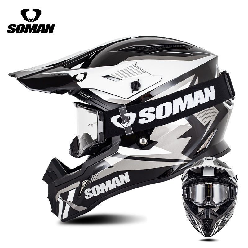 Motuoche Off-road Electric Motorcycle Helmet Full Face Karting Rally Downhill 3C Certified (Motosiklet kaskı (dəbilqə)) - black-and-white-lightning-with-transparent-black-s