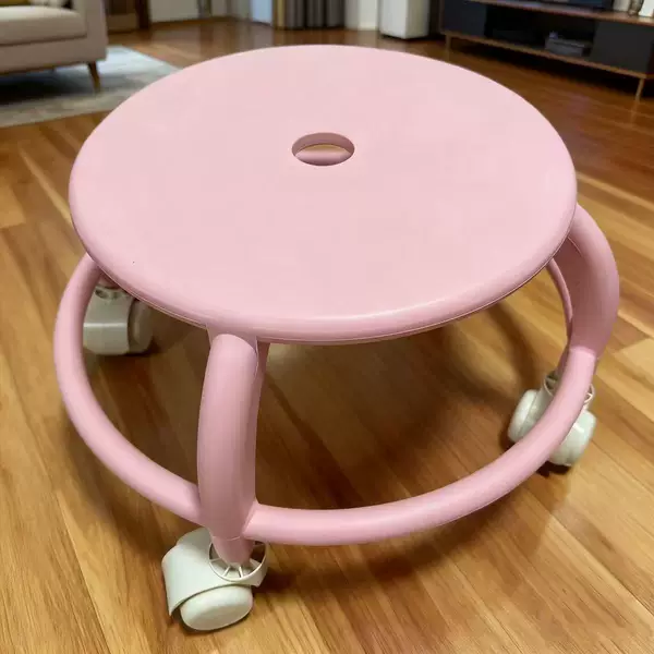 Plastic Round Stool with Wheels, Silent Household Swivel Stool for Children, Toddler, and Child Care, Multi-Directional Wheel Stool