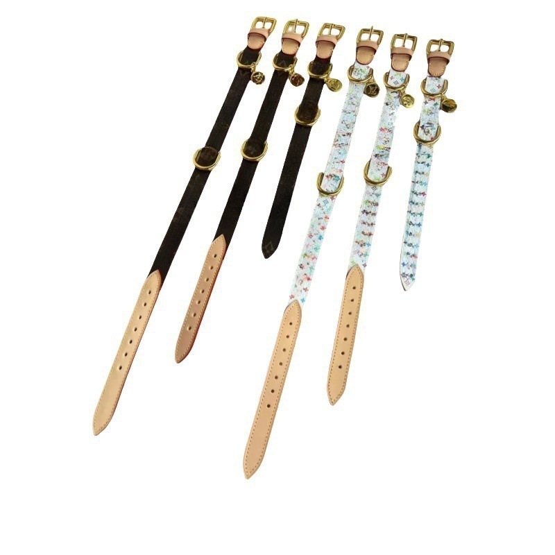 Collar de cuero para mascotas de estilo moderno y lujoso, diseño Murakami Takashi, blanco y colorido, collar para perros pequeños, collar de cuero con monograma, collar para Bulldog Francés.