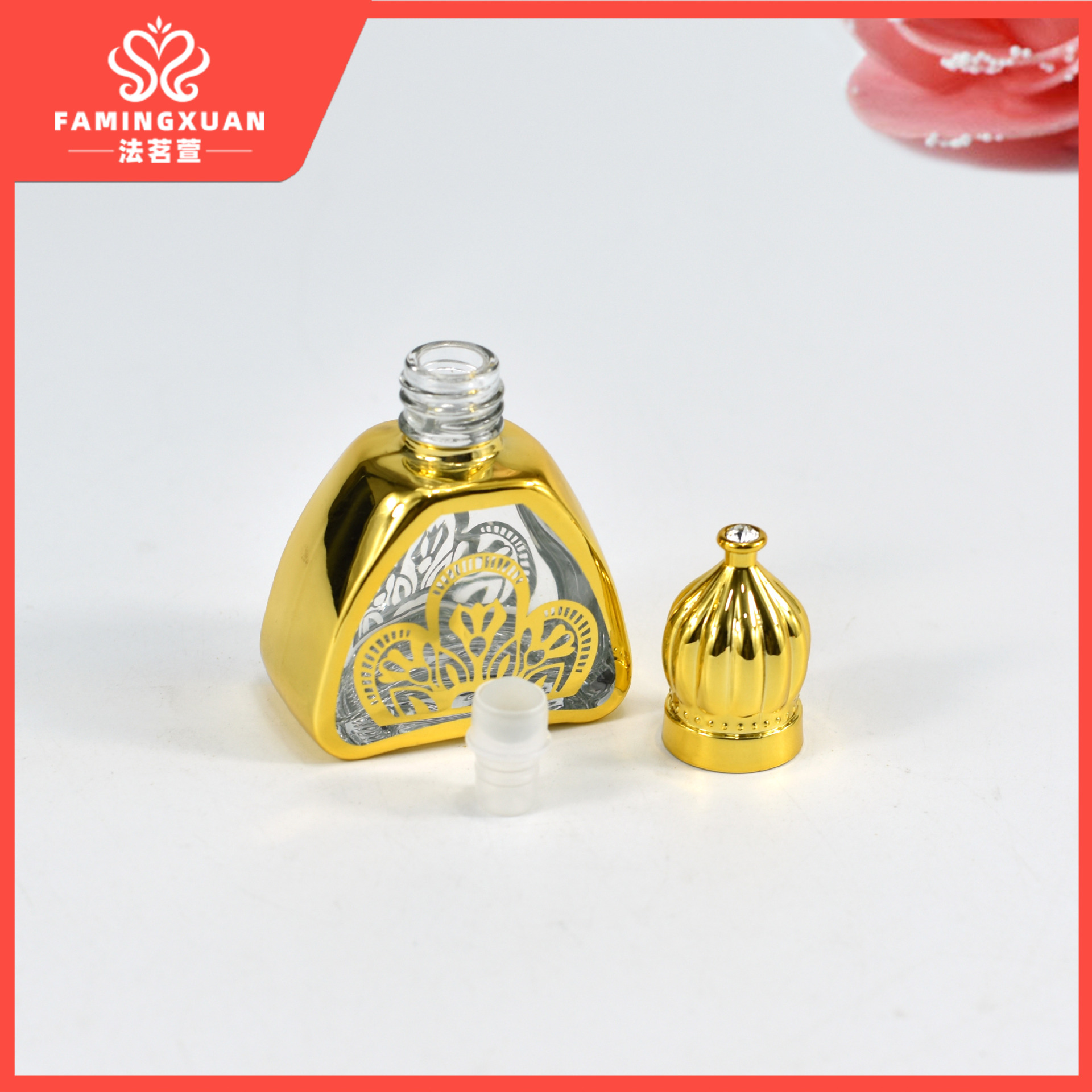 Faimingxuan botella de perfume sub-embalaje botella vacía a granel perfume botella vacía 12ML dorado bola de cristal perfume botella vacía